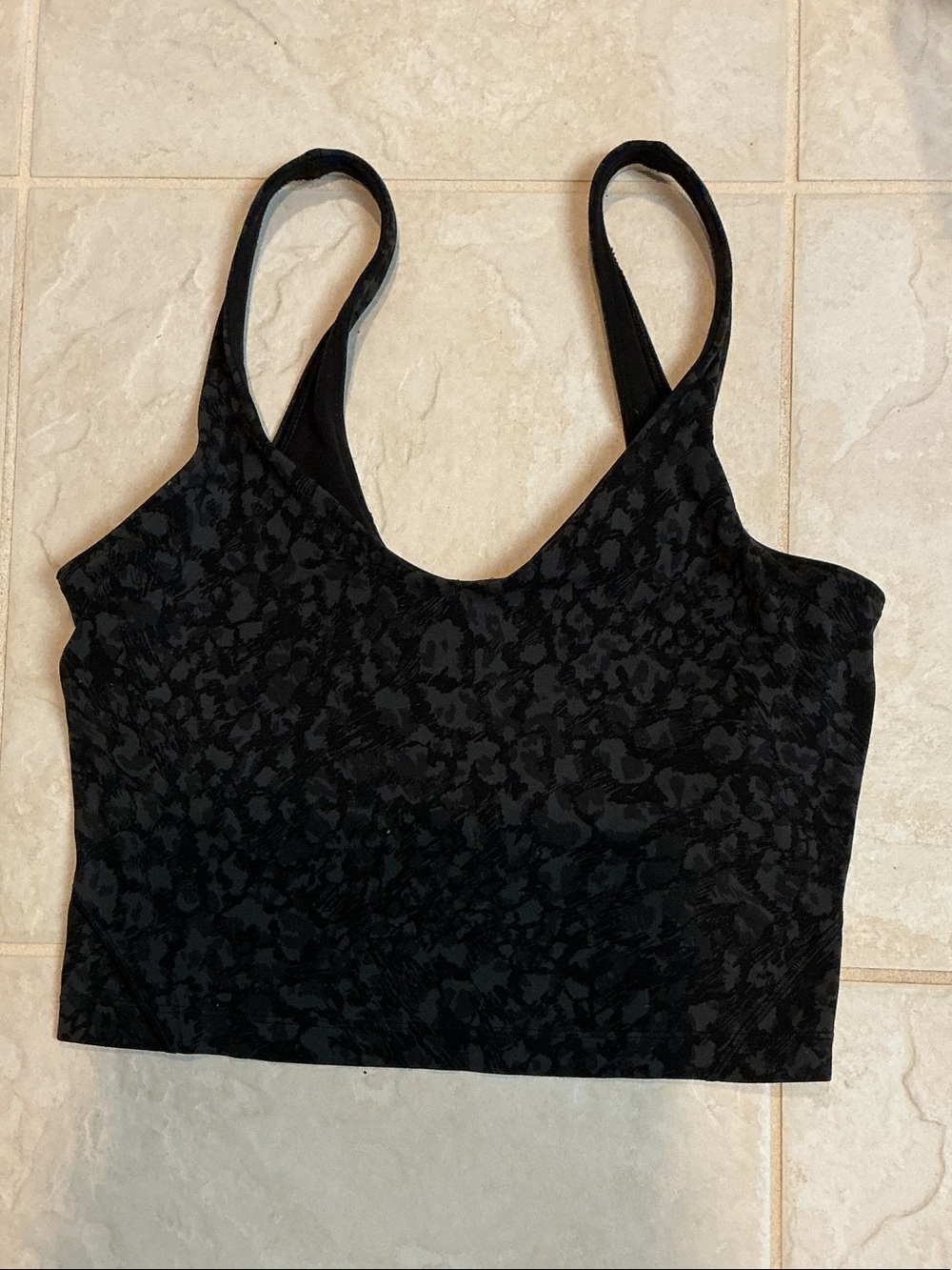 lululemon athletica Black Patterned Crop Tank